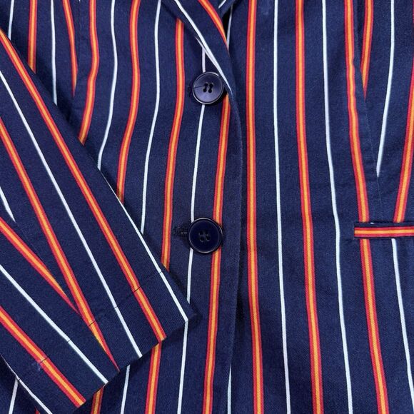 Talbots Blazer Women's 10P navy and red stripe cotton jacket blazer - Picture 2 of 9